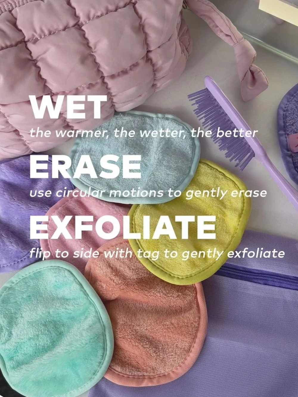 The Original Make Up Eraser 7 Day Set With Laundry Bag Pastel Rainbow BNWT